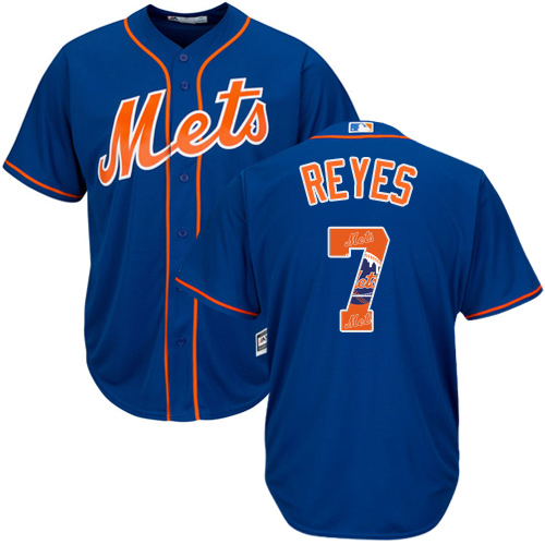 Mets #7 Jose Reyes Blue Team Logo Fashion Stitched MLB Jersey